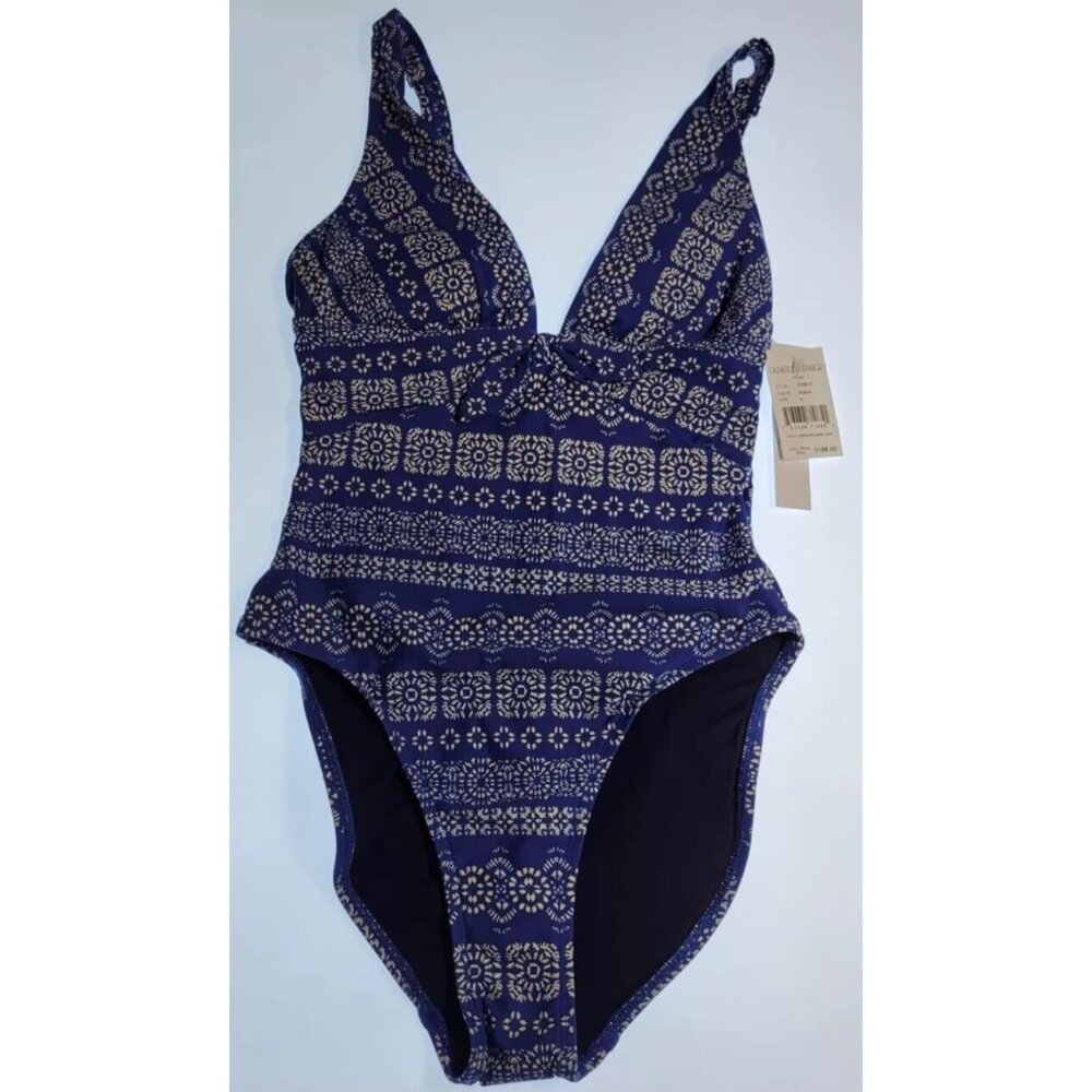 New Robin Piccone Ana One-Piece  Swimsuit size 8 Blue